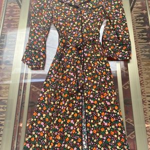 Ganni Floral Long Wrap Dress 100% Silk